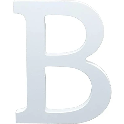 Image of White Wooden MDF Letter B Size 13cm Tall Free Standing Letters for Arts &amp; Crafts Personalized Name Decor