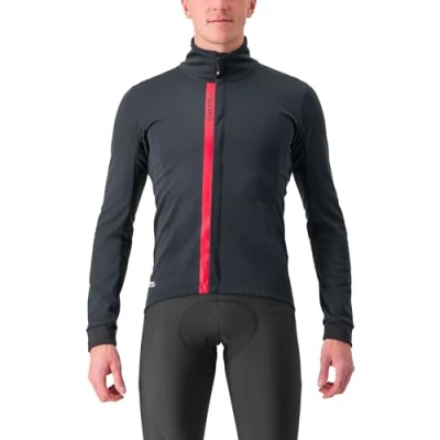 Image of CASTELLI 4523508 085 ENTRATA Jacket Unisex LIGHT BLACK/RED Size XXXL