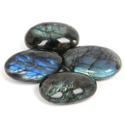 Image of Orientrea Labradorite Palm Stones 4 Pcs Pocket Energy Stone, Smooth Healing Crystal Worry Stone