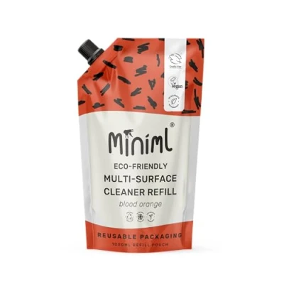 Image of Miniml Eco Multi Surface Cleaner General Purpose 1L Refill Blood Orange Scented for Cleaning All Surfaces Floors Walls Glass Kitchen Bathroom Natural Plant Based Vegan Formula &amp; Cruelty Free