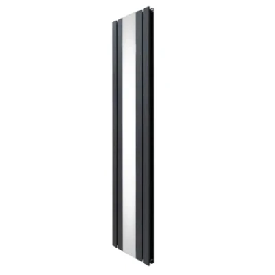 Image of Flat Panel Radiator With Mirror 1800mm x 425mm Modern Designer Double Column Vertical Heater Matt Anthracite Grey Carbon Steel Wall Mounted Kitchen Living Room Cleaning Brush Fixing Kit &amp; Brackets
