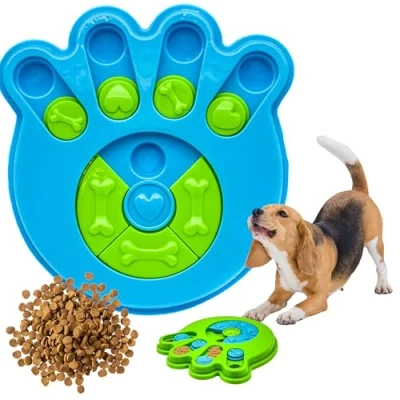 Image of Dog Toys PAW shape Puzzle Interactive for Boredom Hide Treat and Train Toy Enrichment Fun Game Slow Feeding Feeder (Blue, Paw)