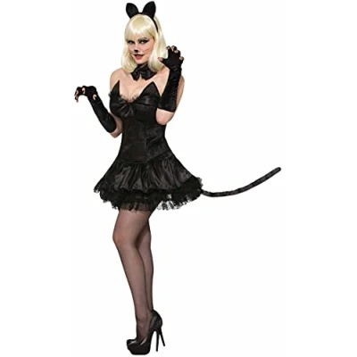 Image of Bristol Novelty 78351 Miss Kitty cat Costume set For Women Black, UK Size 10 14
