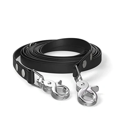 Image of 5m drag leash, dog 2 carabiners &amp; D ring, black, very sturdy, dirt and water repellent