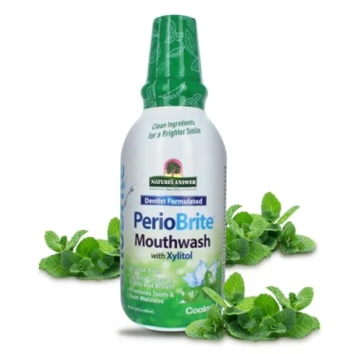 Image of Pack of 5 x Nature&#039;s Answer PerioWash Mouthwash Alcohol Free Cool Mint 16 fl oz