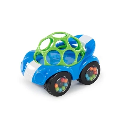 Image of Bright Starts Oball Rattle &amp; Roll Sports Race Car Toy Push and Go Vehicle, Easy Grasp, Ages 3 Months +, Blue