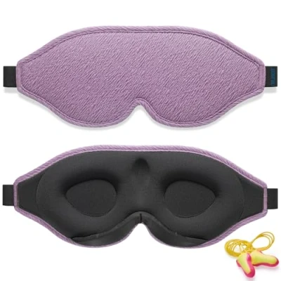 Image of 2024 Innovative Sleep Mask for Men and Women, Trilancer 3D 100% Light Blocking Design, Comfortable Eye mask, Blackout Blindfold Sleeping, Nap, Meditation, Travel, with Earplugs (Violet)