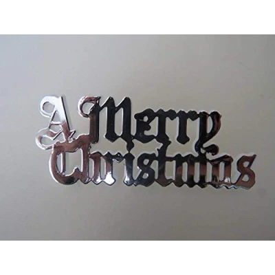 Image of 3 x &#039;A Merry Christmas&#039; Metallic Silver Cake Motto Decoration