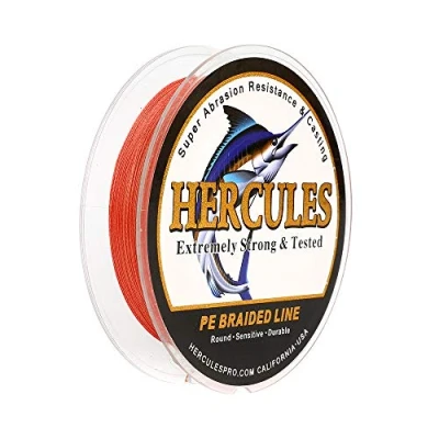 Image of Hercules Super Strong 1000M 1094 Yards Braided Fishing Line 10 LB Test for Saltwater Freshwater PE Braid Fish Lines 4 Strands Red, 10LB (4.5KG), 0.12MM