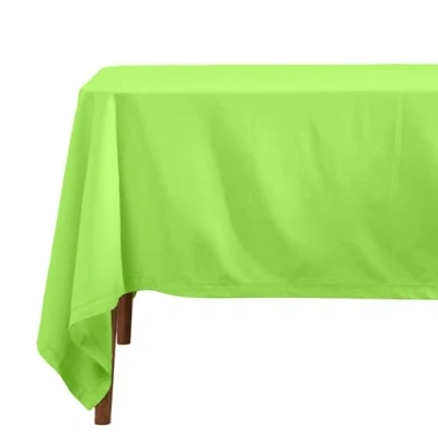 Image of HOMESCAPES Lime Green Cotton Tablecloth 4 Seater Square 137 x cm (54 54 Inches) Washable Hand Woven 100% Plain with Decorative Ladder Stitch Edge