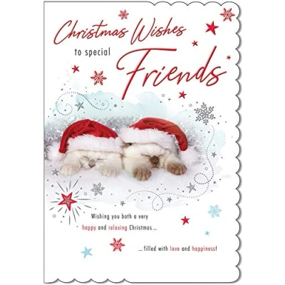 Image of Piccadilly Greetings Traditional Christmas Card Friends 9 x 6 inches