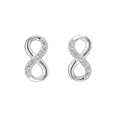 Image of Dew Sterling Silver and Cubic Zirconia Infinity Stud Earrings, 3517CZ