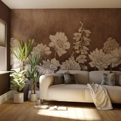 Image of Art for the home Mural Muted Floral 126377FXST