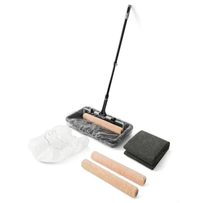Image of ROLLINGDOG 18 Inch Large Paint Roller Set Microfiber Sleeves(Pack of 3) with Frame,Extension Pole,Paint Tray 3PCS Liners