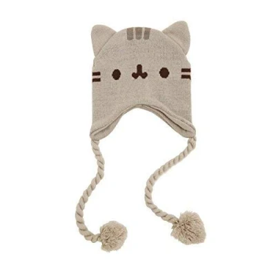 Image of Pusheen Cat Face Ears the Beanie Hat Grey with Tassels, Grey, Medium