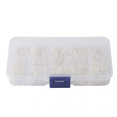 Image of 200Pcs Nylon Standoffs M2.5 Male Female Hex Standoff and Nuts Assortment Kit Motherboard Set, White
