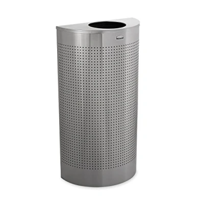 Image of Rubbermaid Commercial Products Half Round Open Top Bin 45 Litre Stainless Steel FGSH12SSPL