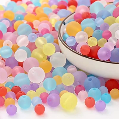 Image of Herzwild beads for threading colourful craft beads, acrylic art jewellery making, DIY necklaces, bracelet (matte transparent colourful/mixed)