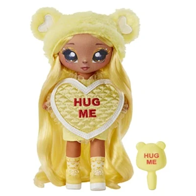Image of Na! Surprise Sweetest Series Heart MARIA BUTTERCUP Yellow Outfit Model Doll with Blonde Hair, 1 Shaped Dress &amp; Brush Collectible, Age 5+, 581345EUC
