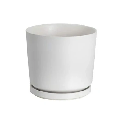 Image of Ekirlin Plant Pot Indoor 15cm Ceramic Flower Pots White Planter with Drainage Hole and Saucer