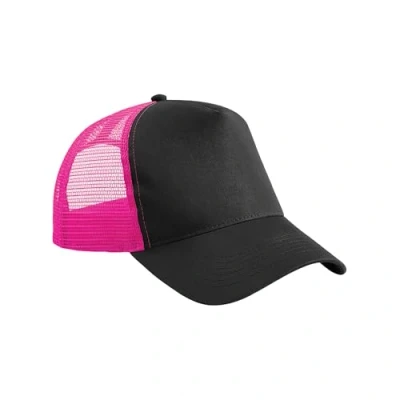 Image of Beechfield B640 Snapback Trucker Black/Fuchsia