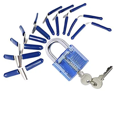 Image of Loboo Idea Visible Keyed Padlock with 10pcs Lock Pick Shims, Practice and Shim Set for Beginners Pro Locksmiths