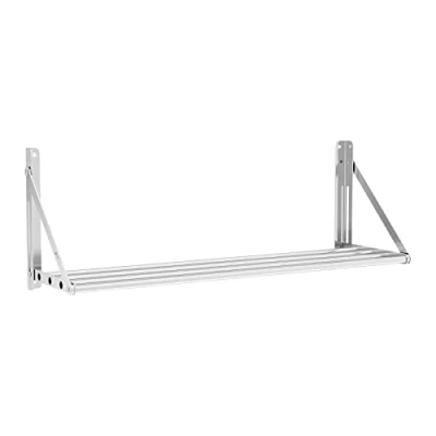 Image of Royal Catering RC TFWH100X30 Stainless Steel Wall Shelf Folding Commercial Kitchen 100x30cm 40kg (Silver, 1 Shelf)