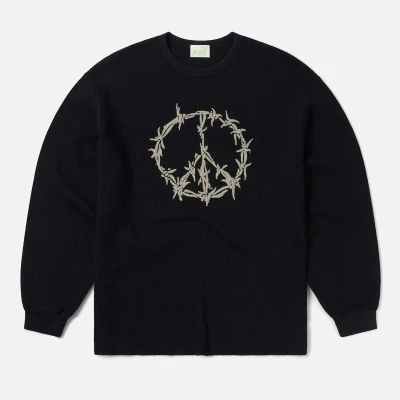 Image of Aries Peace Press Gothic Waffle TEE Long sleeved top, Men&#039;s, Size: XL, Black