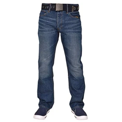 Image of Smith &amp; Jones Men&#039;s Wide Leg Bootcut Jeans w/Free Belt (38W x 32L, Midwash)
