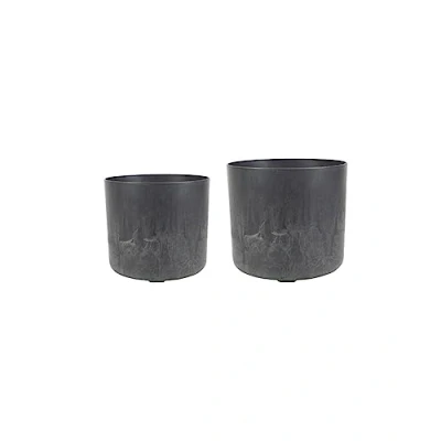 Image of Ivyline Planter Set, Stone, Black, Medium D16cmLarge D19cm