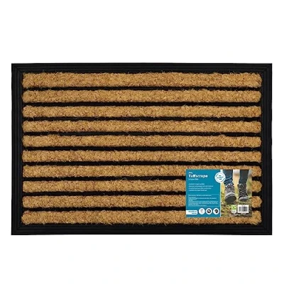 Image of JVL Rubber Backed Tuffscrape Coir Entrance Doormat, 40x60cm, Lines