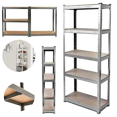 Image of EFAN 5 Tier Heavy Duty Metal Garage Shelving Units Galvanised Storage Racking Boltless Shelves, Ideal For Workshop, Shed, Office, Kitchen, Up to 875KG (180cm x 90cm 40cm)