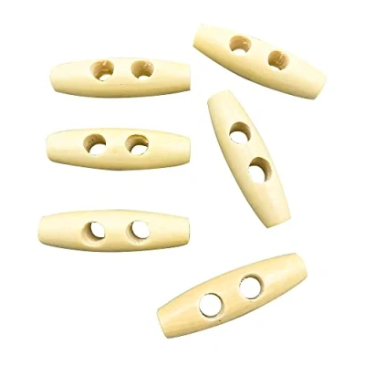 Image of 2 Holes Wooden Buttons Horn Toggle Sewing Tooth Shape Knitting Accessory for Coat Jacket Craft DIY 50mm 50pcs ET2108