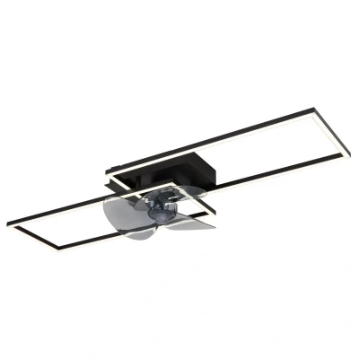 Image of Tatjana Ceiling Fan Matt Black 2x LED Dimmable 3000 6500K Remote Control Timer
