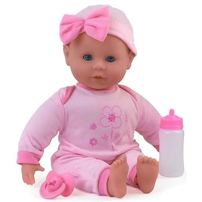 Image of DOLLSWORLD from Peterkin Talking Tammy doll 38cm deluxe soft bodied with 21 real baby sounds! Includes dummy and bottle Dolls &amp; Accessories Ages 18m+