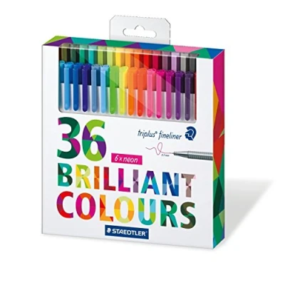 Image of STAEDTLER 334 C36JB 0.3 mm Triplus Fineliner Pens, Adult Colouring Packaging, Assorted Colours, Pack of 36