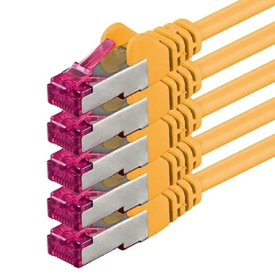 Image of 5m yellow 5 pieces network cable Cat6a (10Gb/s) S FTP CAT 6a Lankacable GHMT certified PIMF 500 MHz Cat5 Cat5e Cat6 Cat7 for switch, router, modem, Internet