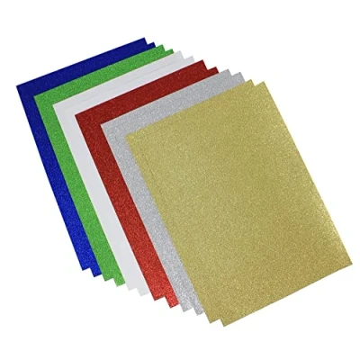 Image of Bright Ideas Glitter Paper Assorted Colours. Sheet Size: A4 29.7cm x 21cm, Pack of 12. 80gsm Stationery for Arts and Crafts, Ideal Schools, Home Crafting Kids Scrapbooking. BI1190.