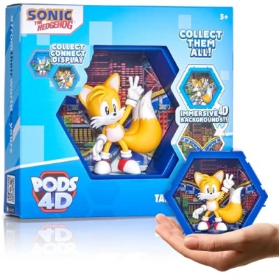 Image of WOW! PODS 4D Classic Tails, Unique Connectable Collectable Bobble head figure that Bursts from their World into Yours, Wall or Shelf Display, Sonic Toys and Gifts, Series 1 no. 484