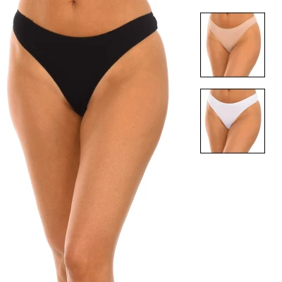 Image of Kisses&amp;Love Pack 3 Bamboo 907 WoMens Microfiber Thongs Multicolour Size X Large