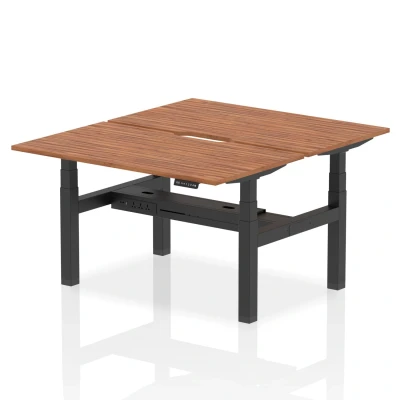 Image of Air B2B 1400x800 Adjustable 2P Bench Desk Scalloped Walnut/Black