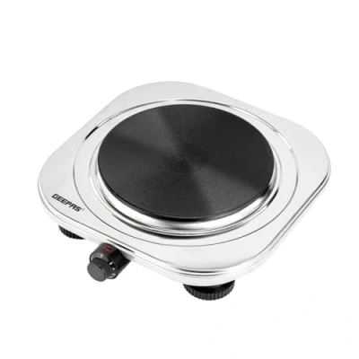 Image of Geepas 1500W Stainless Steel Single Hot Plate Portable Electric Hob Burner with Adjustable Temperature Control, Cast Iron Lightweight &amp; Great to use at Campsites Caravans Bedsits