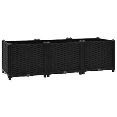 Image of vidaXL Raised Garden Bed Outdoor Polypropylene Planter Box for Flowers, Vegetables, Herbs Easy Assemble, Durable &amp; Weather Resistant Size: 120x40x38 cm Color: Black