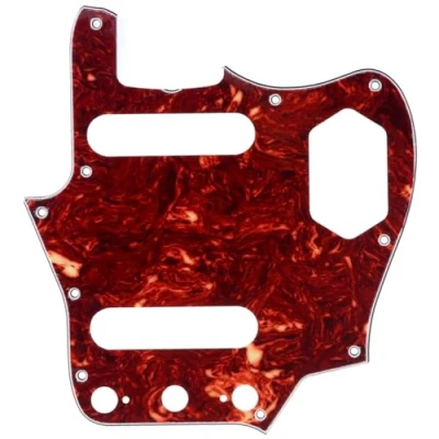 Image of Musiclily Pro 10 Hole 65 60s Vintage Style Guitar Pickguard for Fender American Jaguar, 4Ply Tortoise