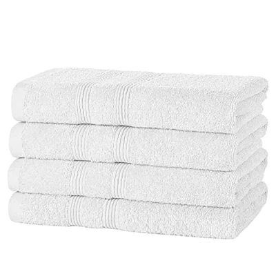 Image of DARWEN STAR Hand Towels Pack of 4 100% Egyptian Cotton 500 GSM Premier Quality Quick Dry Multipurpose Super Soft &amp; Absorbent 50 x 85 cm (White)
