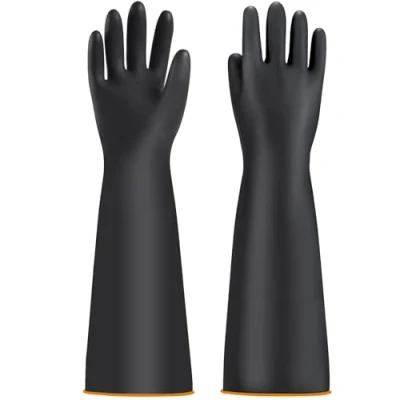 Image of Haiou Chemical Protective Gloves for Men Industrial Long Waterproof Pond Heavy Duty Acid Alkali Work Gauntlets (22&quot;)