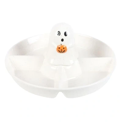 Image of Something Different Wholesale Ghost Chip and Dip Snack Dish: Ghoulishly Adorable Halloween Party Decor with Pumpkin Accent Dual Functionality, Durable &amp; Easy to Clean Sure Delight Guests!