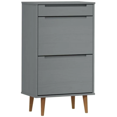 Image of vidaXL Shoe Cabinet MOLDE Grey 59,5x35x103 cm Solid Wood Pine