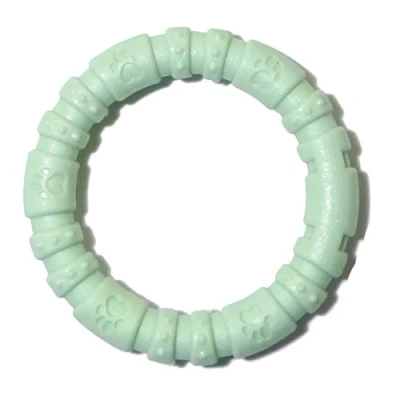 Image of Rosewood small tough and durable chew teething ring shaped dog toy for puppies dogs made of nylon material, Mint flavoured scented, Green