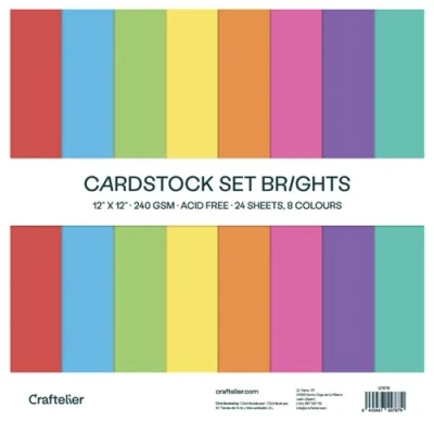 Image of Craftelier Cardstock Set Pack of 24 Cards for Scrapbooking and Craft Projects Texture Brights Dimensions 30 x cm Weight 240 g.